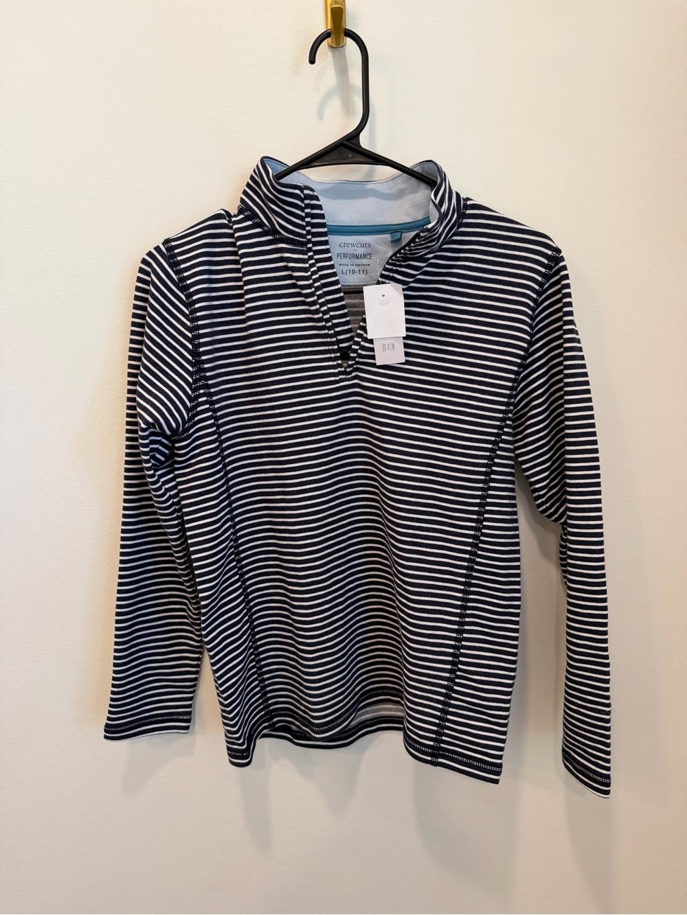 Crewcuts Performance Half Zip Pullover Boys Large 10-11 Striped Athletic Top NWT